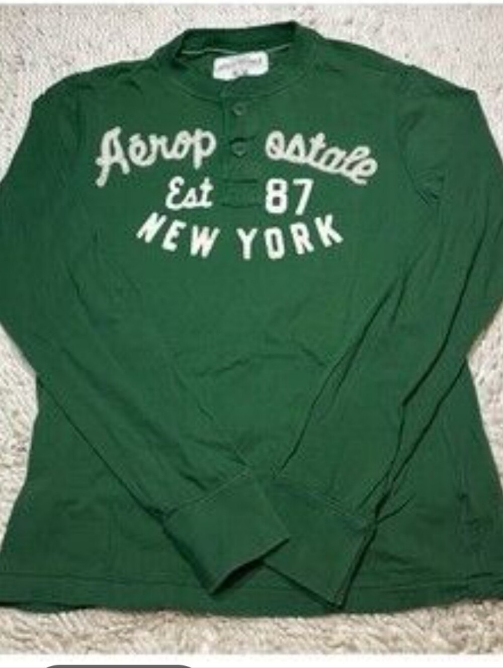 Men's Aeropostale Long Sleeve Henley Shirt - Green - Picture 1 of 5